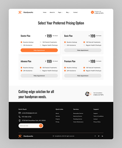 Pricing page — HandyWorks branding cargo delivery design interface landing page logistic marketing minimalist modern pricing pricing page pricing table service shipping ui ux web design web pricing webiste