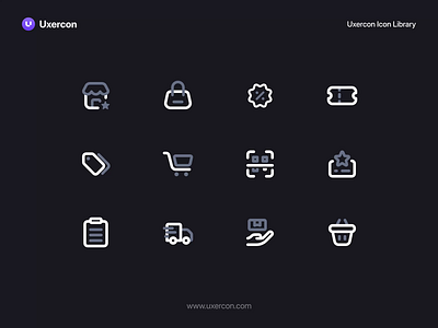 Shopping & eCommerce - Uxercon animation app icon branding design ecommerce figma graphic design icon icongraphic illustration line icon motion graphics shopping ui uiux uxercon