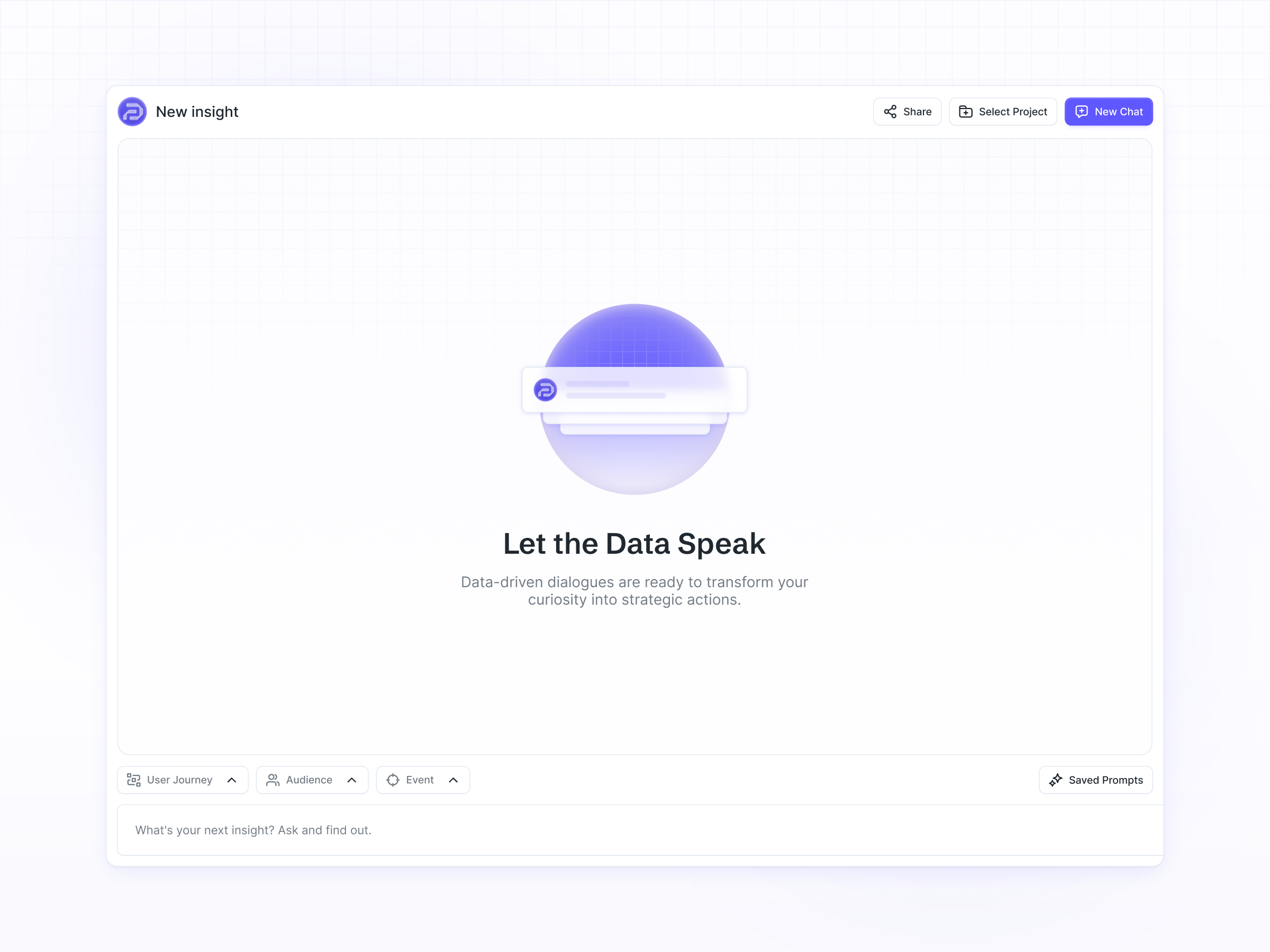 Empty State AI chat for Pondera ai ai chat app chat chat bot dashboard empty state emptystate gradient illustration llm saas ui ux