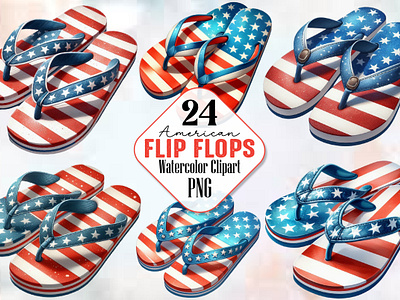 American Flip Flops Sublimation Clipart 3d animation app branding design graphic design illustration logo ui vector