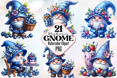 Gnome Clipart, Blueberries Gnome Png 3d animation app branding design graphic design illustration logo ui vector