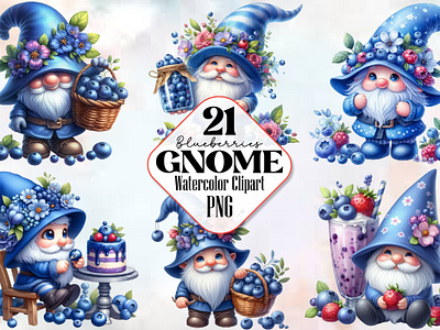 Gnome Clipart, Blueberries Gnome Png 3d animation app branding design graphic design illustration logo ui vector