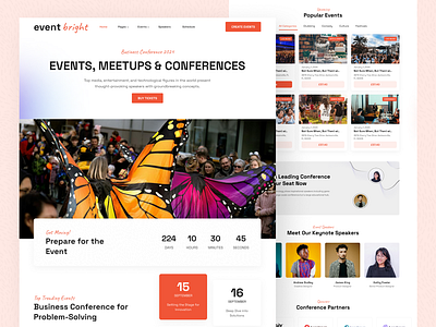 Event Bright Website Design animation branding conference design elementor event brite event website figma graphic design landing page ui uiux web website website design wordpress