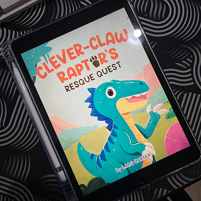 Clever-Claw Raptor's Rescue Quest author book character child love children book cover book custom book illustration kid love raptor sci fi story book