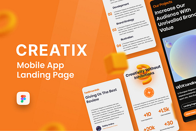 Creatix Mobile App Landing Page agency app design app landing page clean design creative creative agency creative design creative landing page creatix design graphic design landning page mobile app mobile app design mobile page modern design ui ux web design