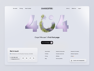 404 page design for awesomic 3d 404 blender page ui