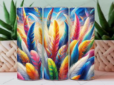 Feathers Skinny Tumbler Wrap 20 oz tumbler 30 oz tumbler color image custom tumbler design design tumbler feather feathers art feathers design feathers tumbler feathers vector illustration photography skinny tumbler sublimation tumbler design tumbler sublimation tumbler warp vector art waterslide tumbler