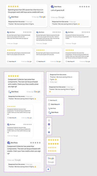 Google Review Cards from Component Collector card component design figma odw review ui