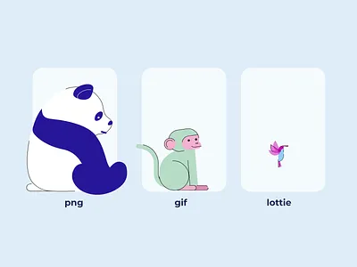 PNG vs GIF vs Lottie | The Smallest Animation File Sizes animation app big design file size format gif graphic design hummingbird illustration lottie monkey motion motion graphics panda png svg svg animation svgator tiny