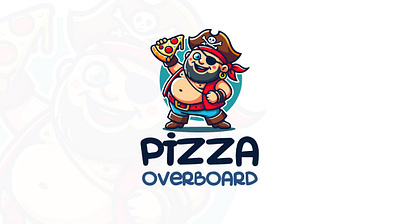 Logo for a pizzeria with a pirate character character logo logo logo design logotype logotype design mascot logo pirate logo pizza logo restaurant logo