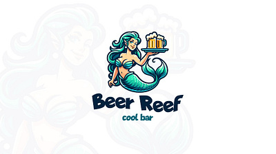 Logo for a beer bar with a mermaid on it bar logo beer logo design logo logo design logotype logotype design mascot logo mermaid logo restaurant logo