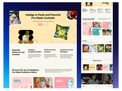 Landing page for Pre-made Cocktails bento design desktop homepage illustration landing page layout minimal ui ux web design website
