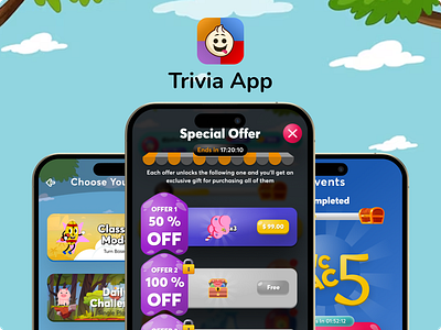 Trivia App UI Design 3d app app uiux design figma game app logo ui