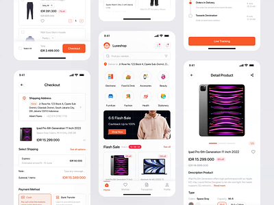 Luxeshop - Ecommerce Mobile App animation application b2b buy cart clean ecommerce fashion market marketplace mobile app modern online retail saas shop shopping startup store ui
