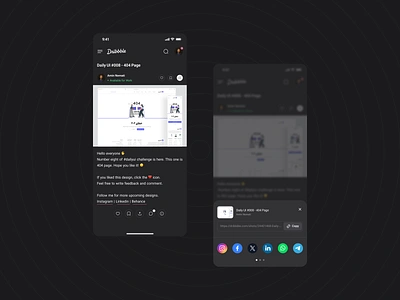 Daily UI #010 - Social Share app dailyui dailyui010 dailyui10 dailyuichallenge socialshare ui uiux uiuxdesign ux