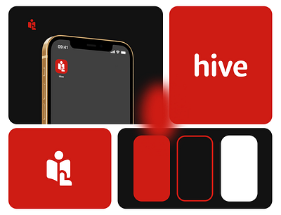 The hive brand app books branding design logo reading uiux design