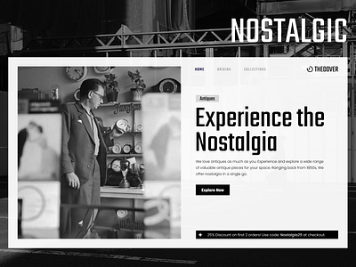 Antique Store Landing Page Design best shot blackwhite branding design ecommere illustration landing page retro ui uiux userinterface ux