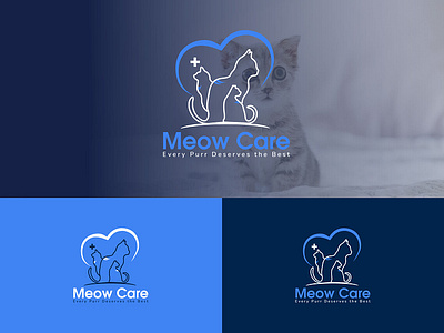 Meow Care Brand Logo 3d animation branding design graphic design illustration logo mockup motion graphics ui ux vector