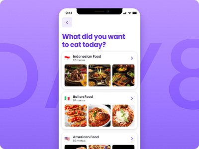 UI Menu Screen culinary design food menu dropdown ui menu screen product design purple ui component ui design ui screen ui ux design