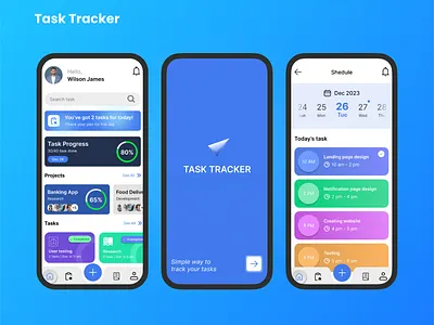 Task tracker App design figma logo mobileapp prototyping tasktrackerapp ui uiux userexperience userinterface wireframe workflow