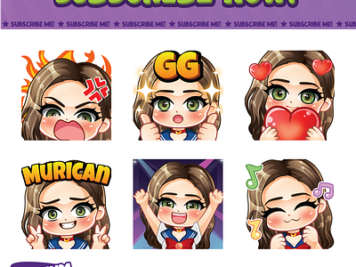 Chibi Girl Emote with sailor moon outfit By Hachiko Art design discord discord emotes facebook emotes illustration loyalty badges moon sailoor sailoor moon sticker sub badges sub emotes twitch emotes youtube emotes