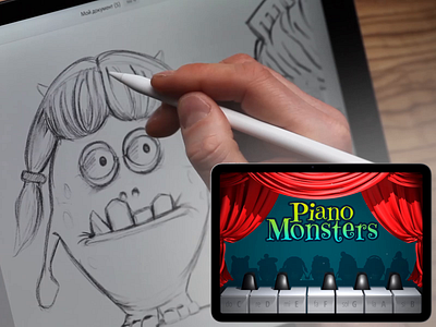 Piano Monsters - Music game 🎹 🎮 3d animation blender design development draw game graphic design illustration ios ipad iphone mobile modeling monsters music piano sketch ui unity