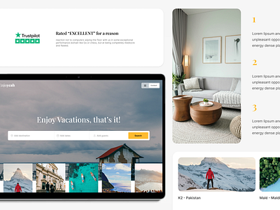 Vacation website elements business design figma home rental startup tour vacation website