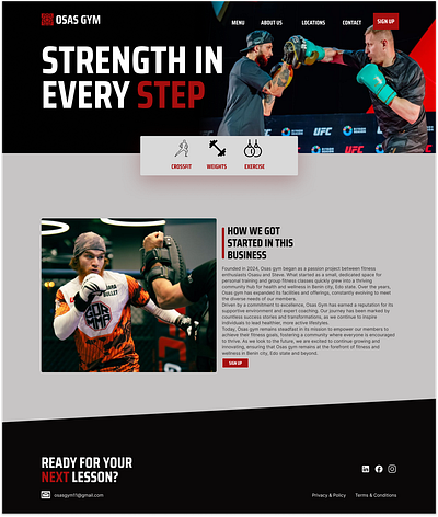 homepage for a gym website graphic design gym ui