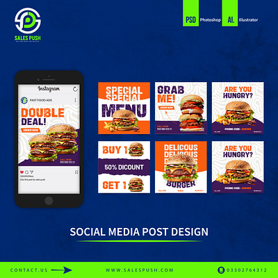 SOCIAL MEDIA BURGER POST DESIGN burger post burger social media post fast food fast food post design graphic graphic design social media post design social media posts