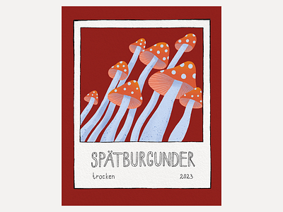 Red wine label design - Spätburgunder autumn branding character illustrator label label design mushroom red wine wine wine label
