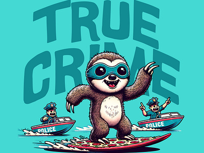 True Crime cartoon chill chill vibes cute design funny pizza pop culture print on demand printondemand sloth t shirt t shirt design tshirtdesign