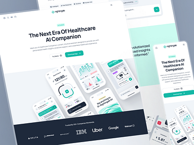 nightingale: AI Medical & E-Pharmacy | AI Health Companion UIUX ai health assistant ai health chatbot ai health companion ai healthcare ai healthcare website clean e pharmacy health healthcare landing page medical medical website minimal pharmacy pharmacy website teal ui ui kit web design website