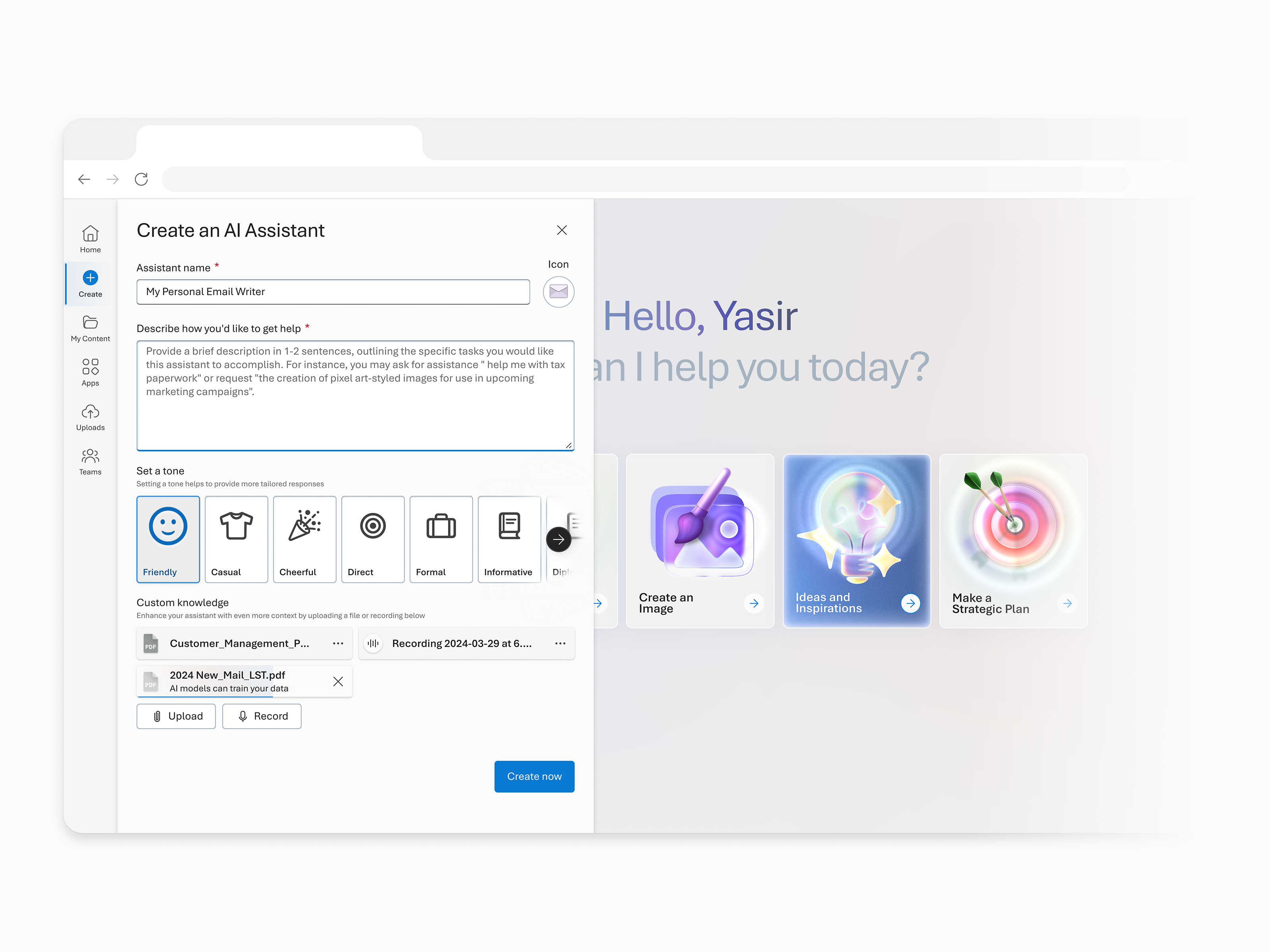 The World of Creating Custom AI Assistants ai ai assistant branding chatgpt color components create custom gpt design forms generative ai illustration input inspiration knowledge panel typography ui upload ux