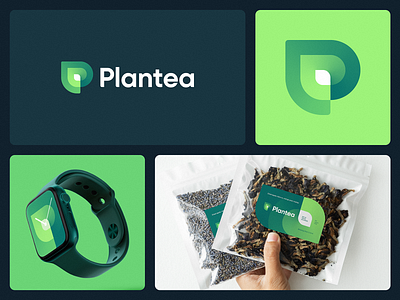 Plantea Logo Design Concept ai biotech blockchain branding coffee drink fitness food health icon identity leaf lepisov letter p lettering logo medtech nutrition sport tea