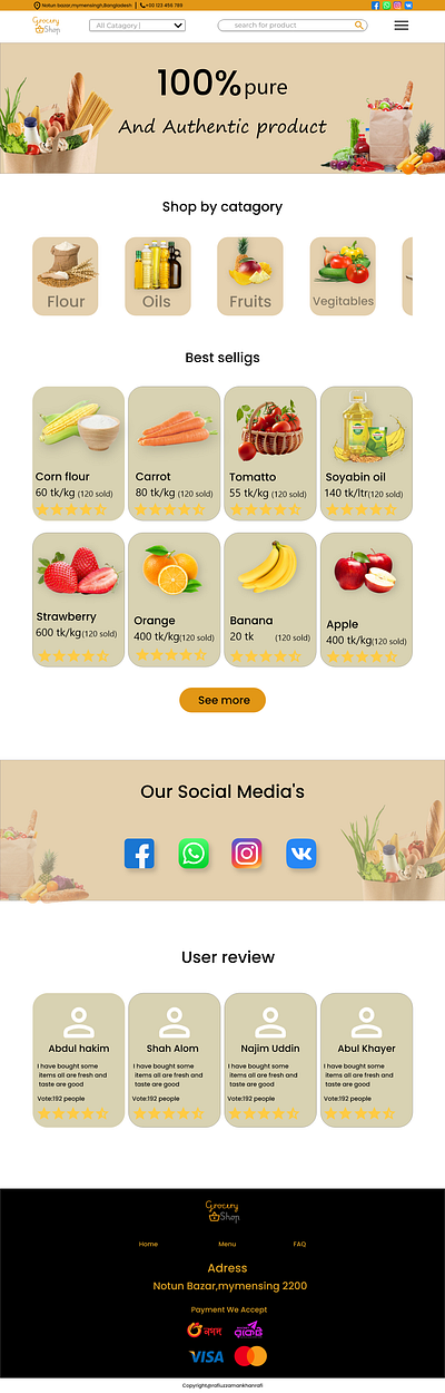 E-commerce site for Grocery shop graphic design ui