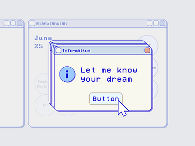 Let me know your dream blue line flat graphic design illustration modal popup ui window y2k