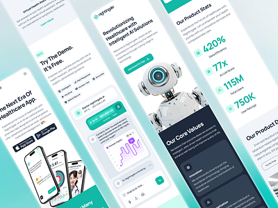 nightingale: AI Medical & E-Pharmacy | Mobile Overview UIUX ai healthcare website ai medical website e pharmacy gradient green healthcare healthcare website landing page medical medical website minimal mobile pharmacy pharmacy website responsive teal ui kit virtual care web design website