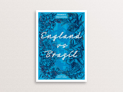 Women's Finalissima 2023 Poster blue brazil design england football poster print soccer sport uk womens football womens soccer womens sport