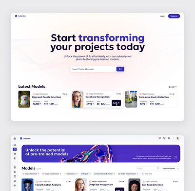 Cuberline - Machine Learning Models Marketplace ai clean interface marketplace ui web white