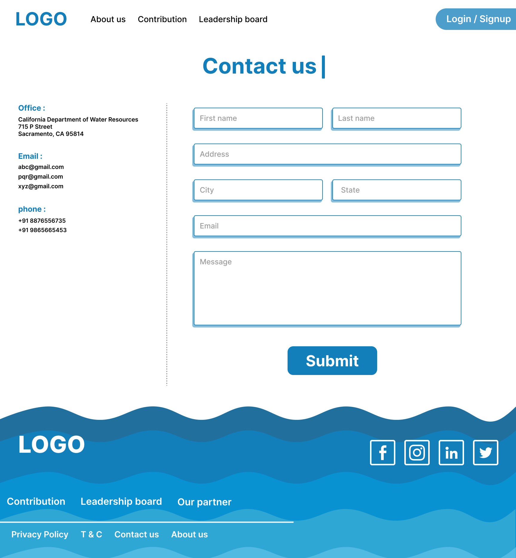 Contact Page behance blue contact contact page dailyui design designinspiration dribble figma figma design minimal page prototyping trendy typography ui uidesign web design white
