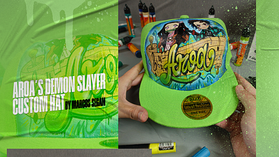 Aroa´s custom hat - Demon Slayer - By Marcos Segan acrylic paint airbrush anime brushes demon slayer graffiti handmade hats illustration markers personalized photoshop