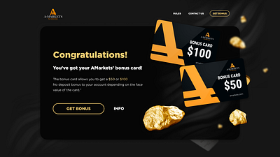 Bonus Card landing page Amarkets design landing page sales ui ux webdesign