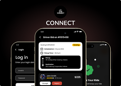 Connect App (Ride Hailing) app uiux design figma illustration ride hailing ui ux