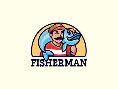 Fisherman mascot logo design wildlife