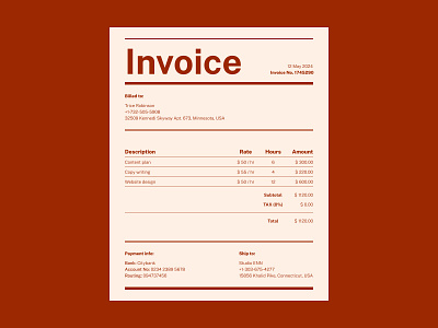 Invoice - Daily UI :: 046 046 accounting bill billing challenge daily 100 challenge daily ui 046 dailyui dailyui 046 dailyui046 dailyuichallenge invoice invoice template invoice ui invoicing payments receipt