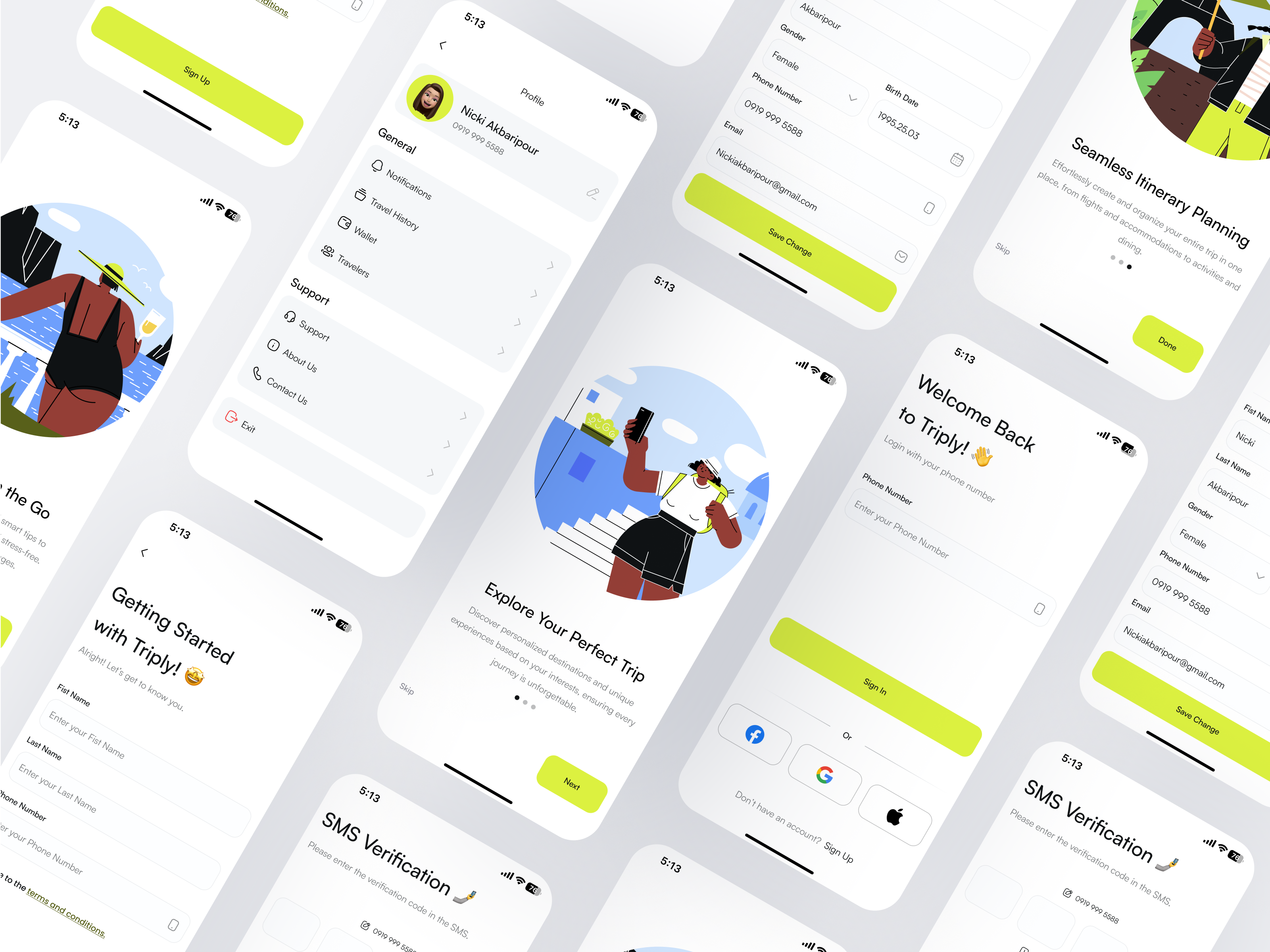 Travel Plan App-TripUp (Onboarding & Sign In) app application design edit profile log in mobile mobile app onboarding product design profile register sign in sign up travel trip trip planner ui ui design ux ux design