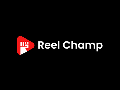 Reel champ branding button champion fist logo mark media play power raise reel social strong video