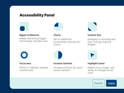 Accessibility Panel accessibility accessibility panel accessibility settings contrast fontsize graphic design ui wcag