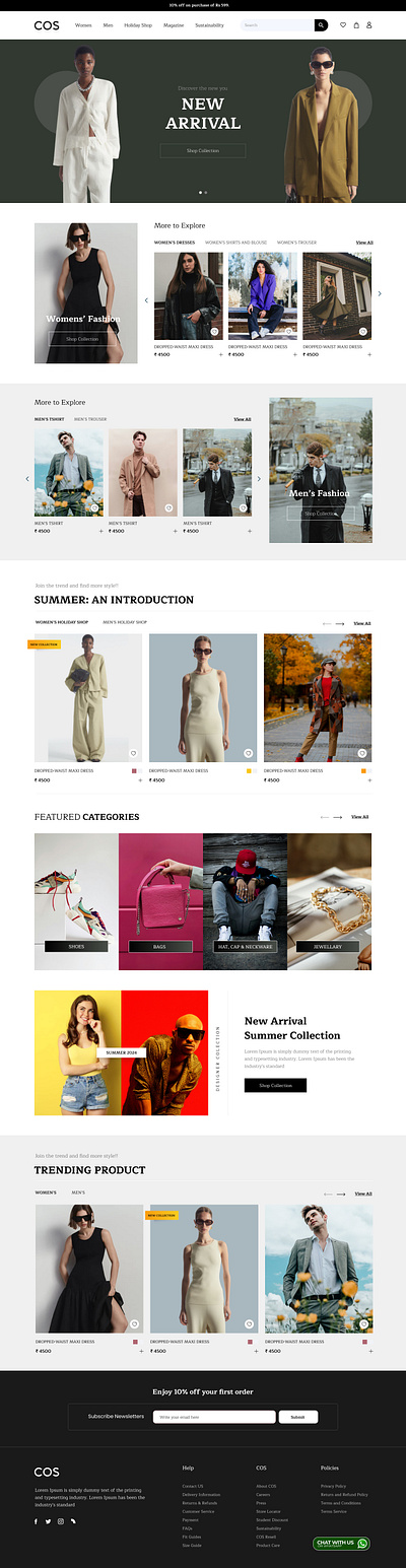 COS- Fashion E-Commerce Luxury Clothing Landing Page branding design fashion figma graphic design layout design luxury ui ux website design