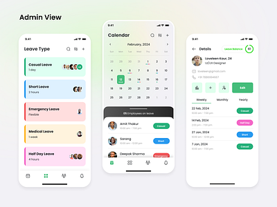 Leave Management Mobile App app clean ux design leave management mobile app typography ui ui design ux